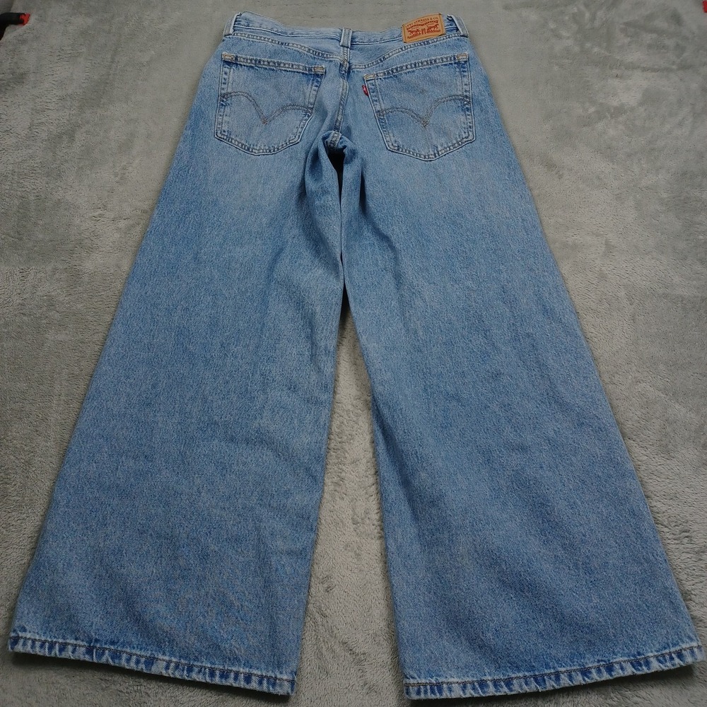 Levis Jeans Womens 29 Blue Denim Baggy Wide Leg Distressed Light Wash - Picture 6 of 10